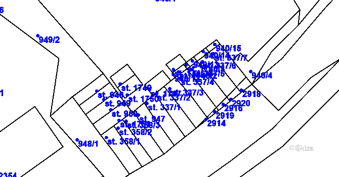 Parcela st. 337/3 v KÚ Ostrov nad Ohří, Katastrální mapa