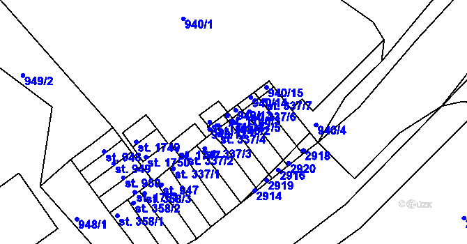 Parcela st. 337/5 v KÚ Ostrov nad Ohří, Katastrální mapa