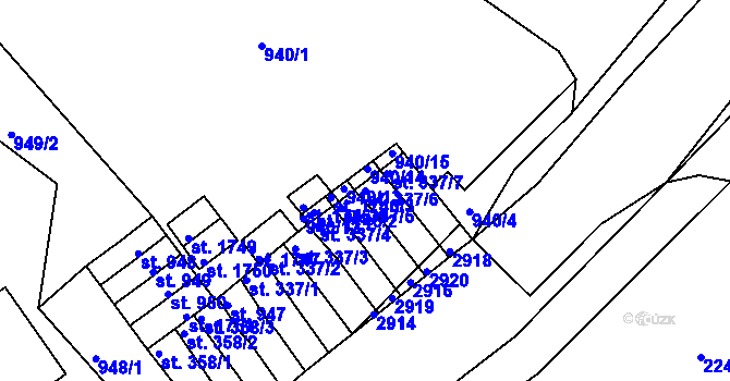 Parcela st. 337/6 v KÚ Ostrov nad Ohří, Katastrální mapa