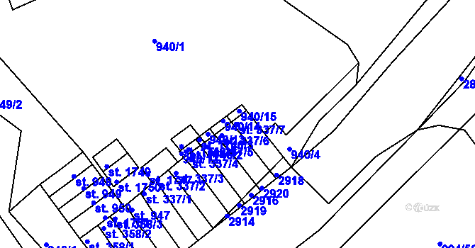 Parcela st. 337/7 v KÚ Ostrov nad Ohří, Katastrální mapa