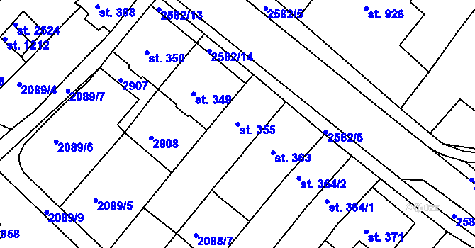 Parcela st. 355 v KÚ Ostrov nad Ohří, Katastrální mapa