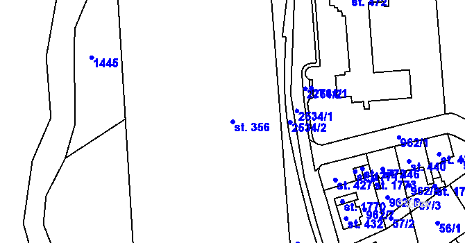 Parcela st. 356 v KÚ Ostrov nad Ohří, Katastrální mapa