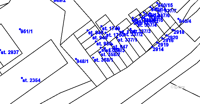 Parcela st. 358/2 v KÚ Ostrov nad Ohří, Katastrální mapa