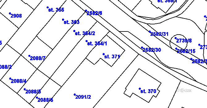 Parcela st. 371 v KÚ Ostrov nad Ohří, Katastrální mapa