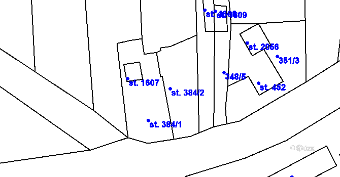 Parcela st. 384/2 v KÚ Ostrov nad Ohří, Katastrální mapa
