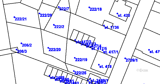 Parcela st. 417/3 v KÚ Ostrov nad Ohří, Katastrální mapa