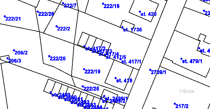 Parcela st. 417/5 v KÚ Ostrov nad Ohří, Katastrální mapa