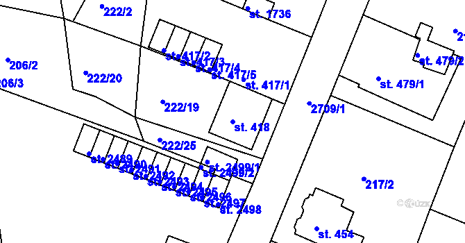 Parcela st. 418 v KÚ Ostrov nad Ohří, Katastrální mapa