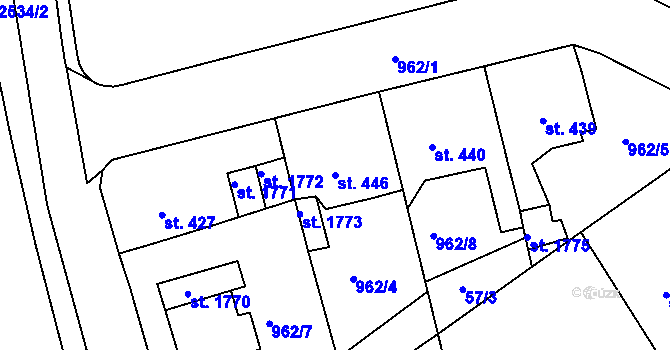 Parcela st. 446 v KÚ Ostrov nad Ohří, Katastrální mapa