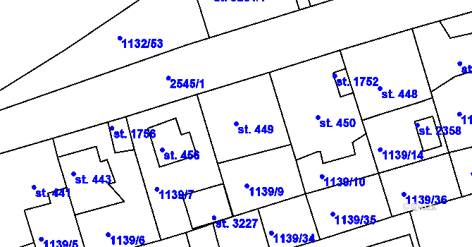 Parcela st. 449 v KÚ Ostrov nad Ohří, Katastrální mapa