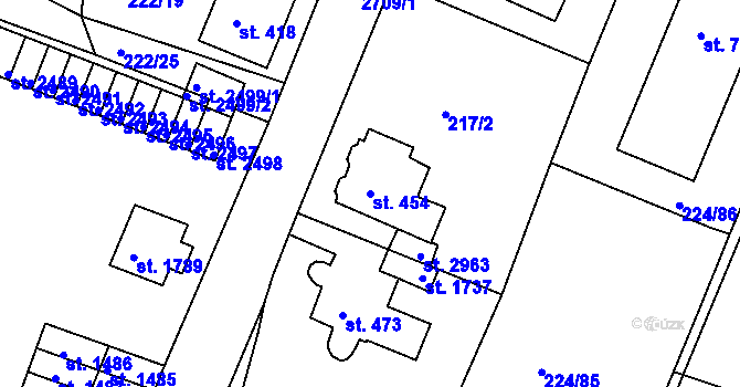 Parcela st. 454 v KÚ Ostrov nad Ohří, Katastrální mapa