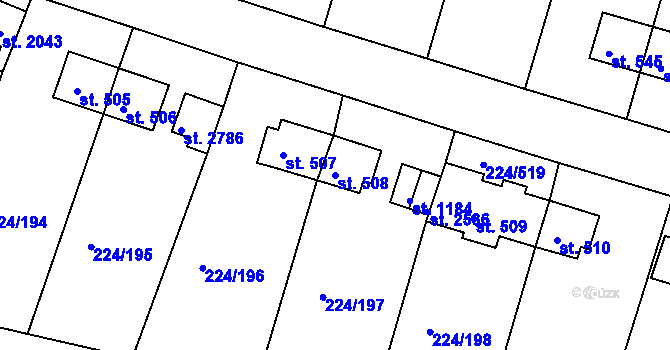 Parcela st. 508 v KÚ Ostrov nad Ohří, Katastrální mapa