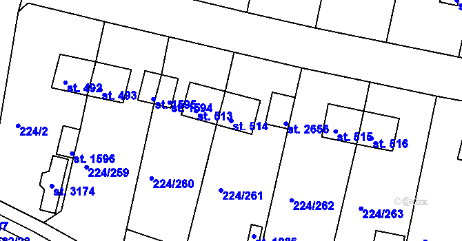 Parcela st. 514 v KÚ Ostrov nad Ohří, Katastrální mapa