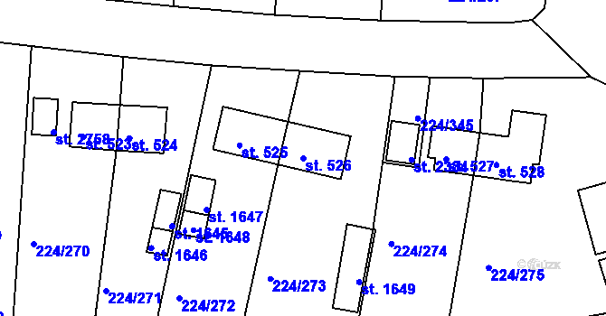 Parcela st. 526 v KÚ Ostrov nad Ohří, Katastrální mapa