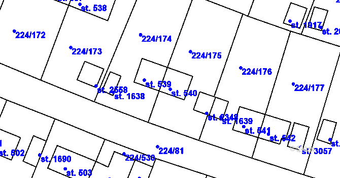 Parcela st. 540 v KÚ Ostrov nad Ohří, Katastrální mapa