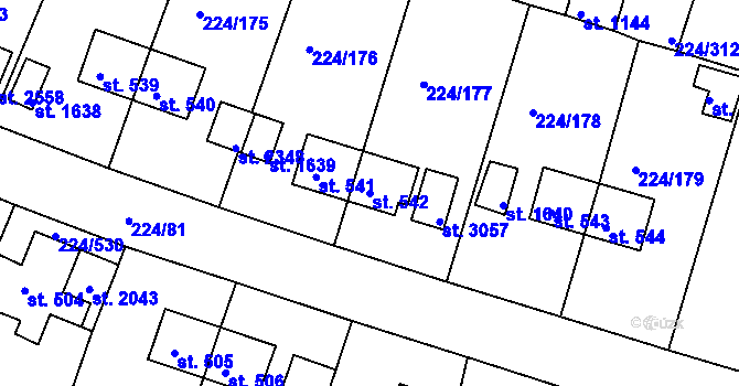 Parcela st. 542 v KÚ Ostrov nad Ohří, Katastrální mapa