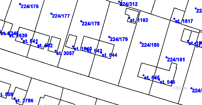 Parcela st. 544 v KÚ Ostrov nad Ohří, Katastrální mapa