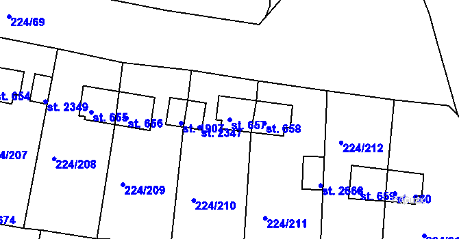 Parcela st. 657 v KÚ Ostrov nad Ohří, Katastrální mapa