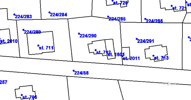 Parcela st. 712 v KÚ Ostrov nad Ohří, Katastrální mapa