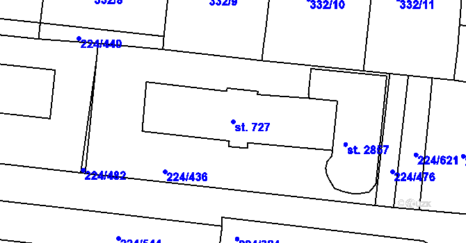 Parcela st. 727 v KÚ Ostrov nad Ohří, Katastrální mapa