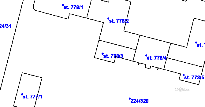 Parcela st. 778/3 v KÚ Ostrov nad Ohří, Katastrální mapa