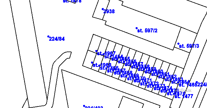 Parcela st. 1454 v KÚ Ostrov nad Ohří, Katastrální mapa