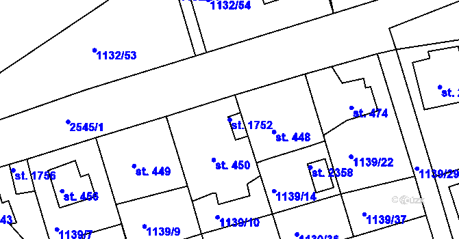 Parcela st. 1752 v KÚ Ostrov nad Ohří, Katastrální mapa