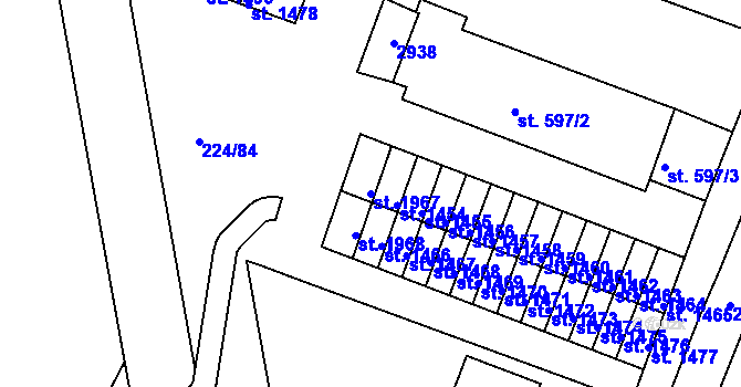Parcela st. 1967 v KÚ Ostrov nad Ohří, Katastrální mapa