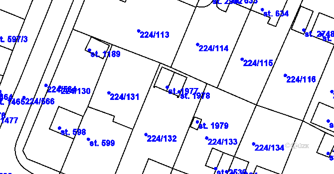 Parcela st. 1977 v KÚ Ostrov nad Ohří, Katastrální mapa