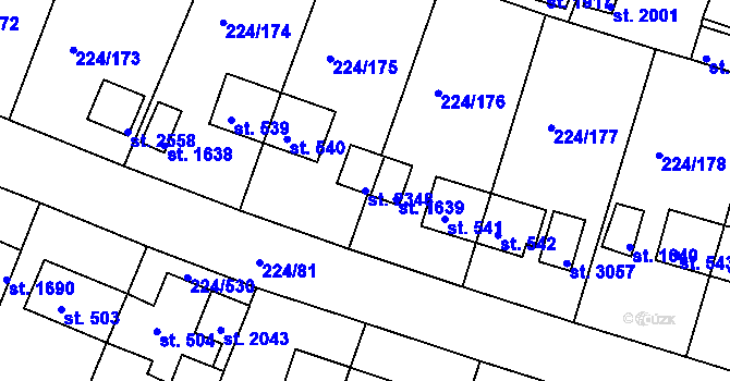 Parcela st. 2348 v KÚ Ostrov nad Ohří, Katastrální mapa