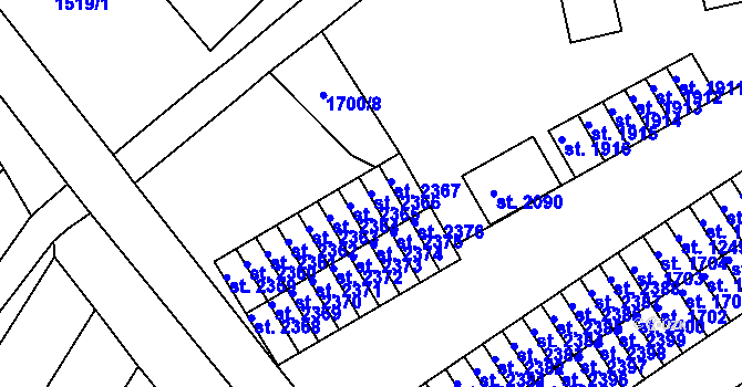 Parcela st. 2366 v KÚ Ostrov nad Ohří, Katastrální mapa