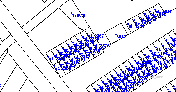 Parcela st. 2375 v KÚ Ostrov nad Ohří, Katastrální mapa