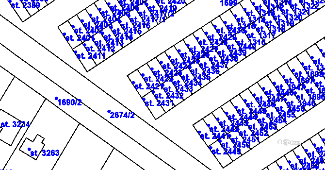 Parcela st. 2433 v KÚ Ostrov nad Ohří, Katastrální mapa