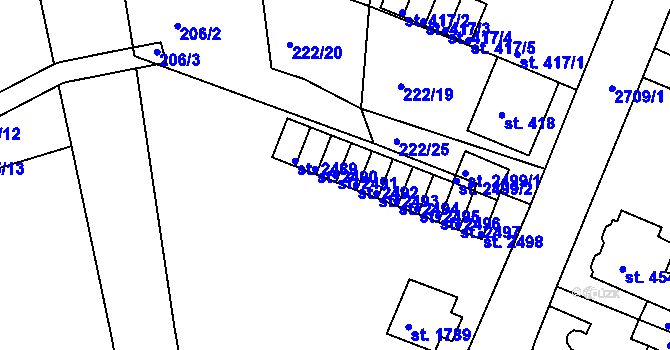 Parcela st. 2491 v KÚ Ostrov nad Ohří, Katastrální mapa