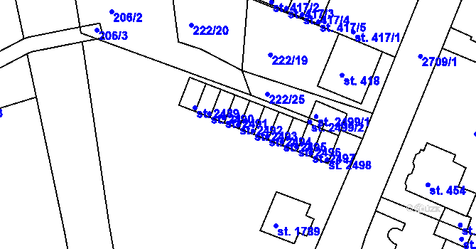 Parcela st. 2492 v KÚ Ostrov nad Ohří, Katastrální mapa