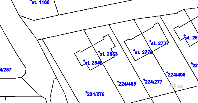 Parcela st. 2633 v KÚ Ostrov nad Ohří, Katastrální mapa