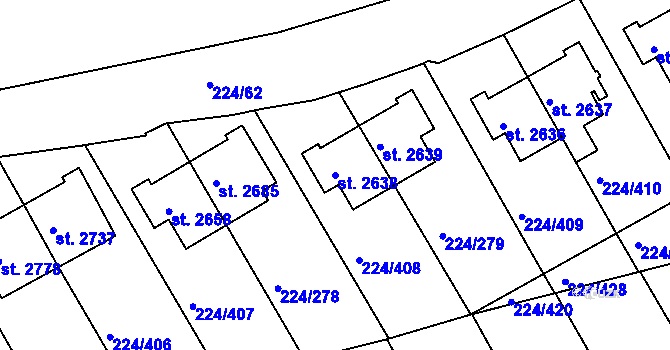 Parcela st. 2638 v KÚ Ostrov nad Ohří, Katastrální mapa