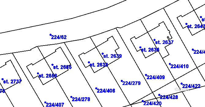 Parcela st. 2639 v KÚ Ostrov nad Ohří, Katastrální mapa