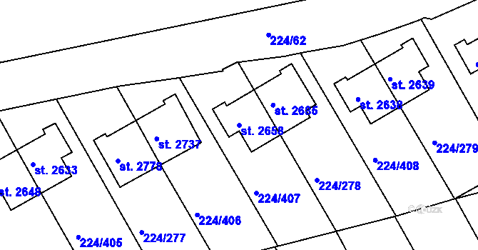 Parcela st. 2658 v KÚ Ostrov nad Ohří, Katastrální mapa