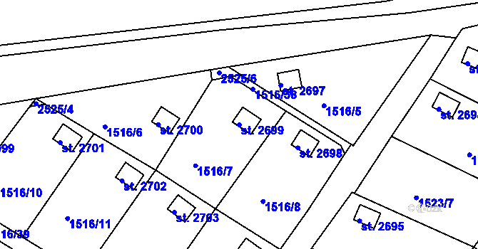 Parcela st. 2699 v KÚ Ostrov nad Ohří, Katastrální mapa