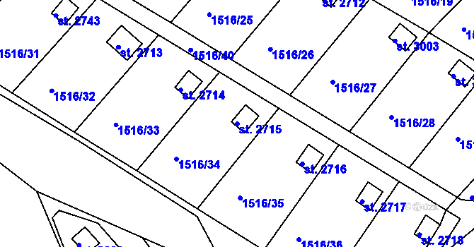 Parcela st. 2715 v KÚ Ostrov nad Ohří, Katastrální mapa