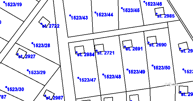Parcela st. 2721 v KÚ Ostrov nad Ohří, Katastrální mapa