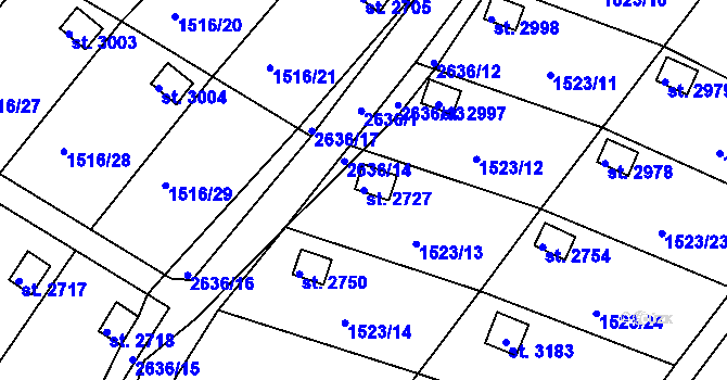 Parcela st. 2727 v KÚ Ostrov nad Ohří, Katastrální mapa