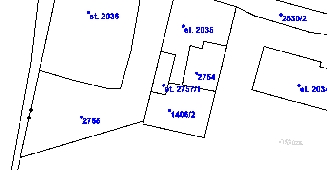 Parcela st. 2757/1 v KÚ Ostrov nad Ohří, Katastrální mapa