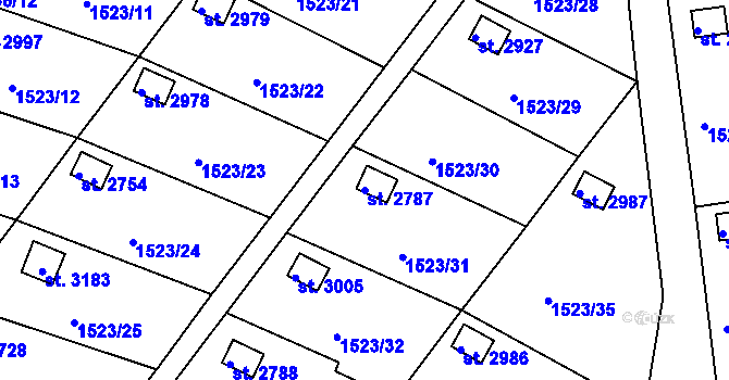 Parcela st. 2787 v KÚ Ostrov nad Ohří, Katastrální mapa