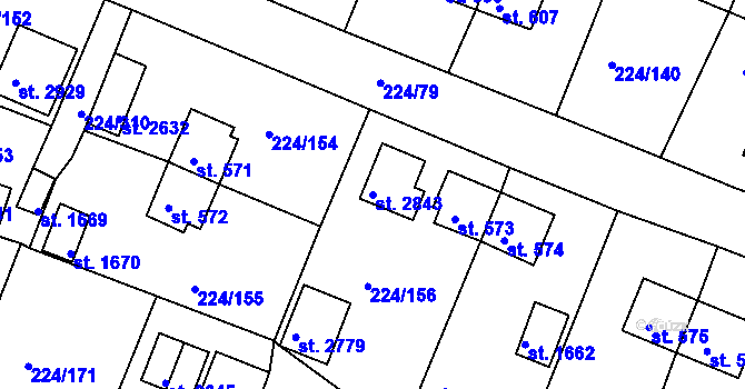 Parcela st. 2843 v KÚ Ostrov nad Ohří, Katastrální mapa