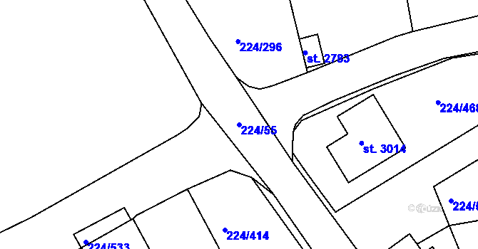 Parcela st. 224/55 v KÚ Ostrov nad Ohří, Katastrální mapa