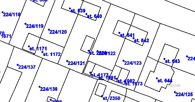 Parcela st. 224/122 v KÚ Ostrov nad Ohří, Katastrální mapa