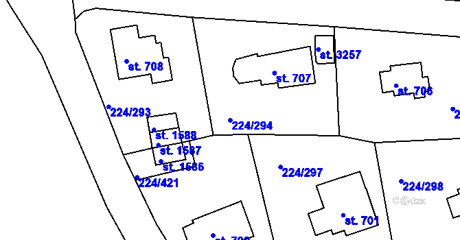 Parcela st. 224/294 v KÚ Ostrov nad Ohří, Katastrální mapa