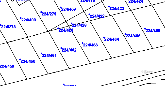 Parcela st. 224/463 v KÚ Ostrov nad Ohří, Katastrální mapa